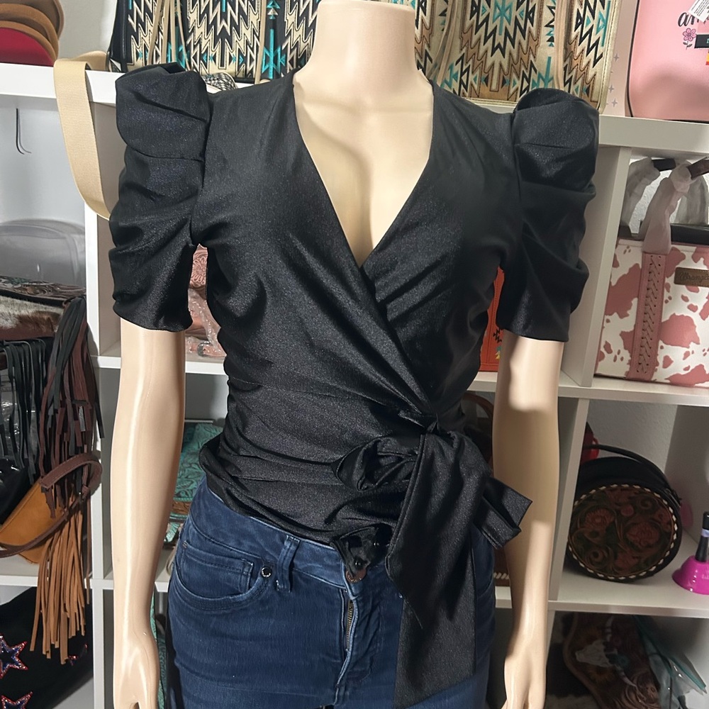 Elegant Black Wrap Top